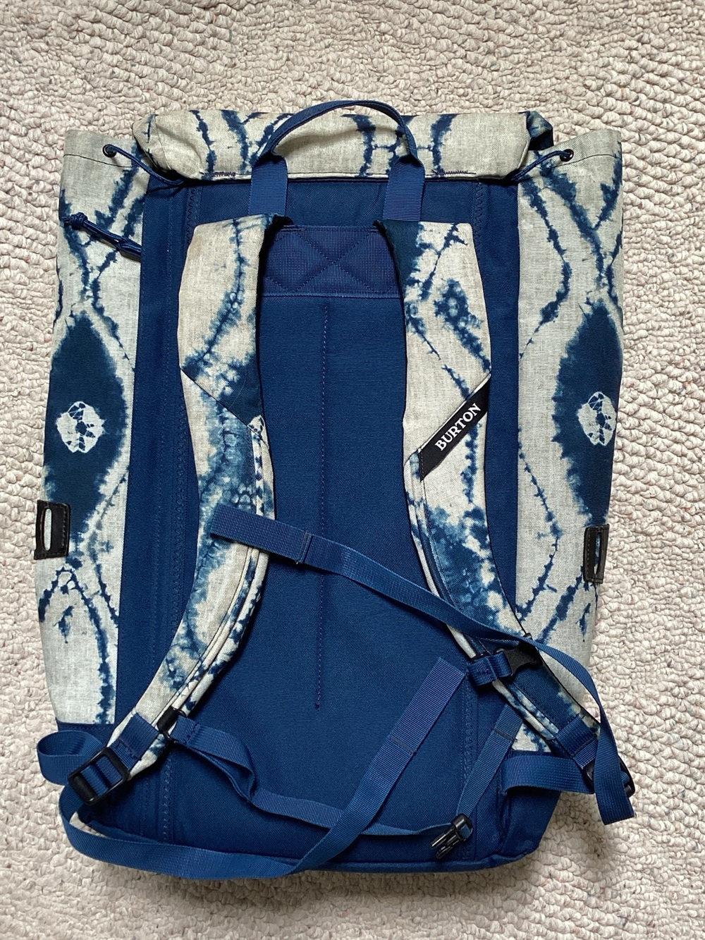 Burton Navy and Indigo Tie-Dye Daypack. Boho artisan minimalist rugged rucksack - Picture 2 of 8